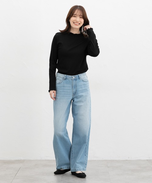 Honeys(ハニーズ)の「シャーリングハイネックT(Tシャツ/カットソー・レディース・ブラック/アイボリー系/アイボリー/ブラウン系その他/グリーン系その他・L/M/S/LL)」の9枚目の写真
