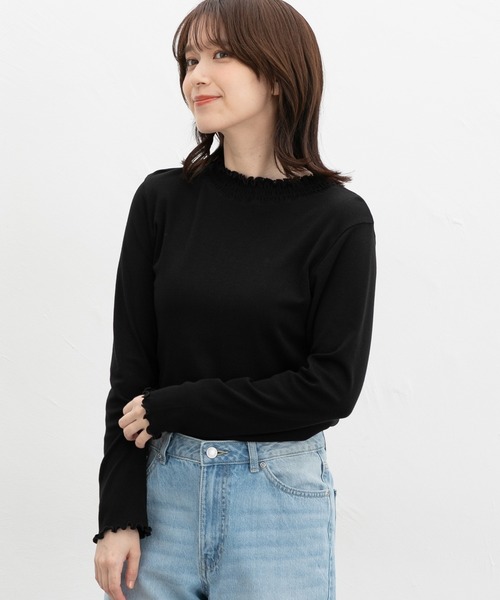 Honeys(ハニーズ)の「シャーリングハイネックT(Tシャツ/カットソー・レディース・ブラック/アイボリー系/アイボリー/ブラウン系その他/グリーン系その他・L/M/S/LL)」の10枚目の写真