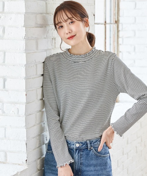 Honeys(ハニーズ)の「シャーリングハイネックT(Tシャツ/カットソー・レディース・ブラック/アイボリー系/アイボリー/ブラウン系その他/グリーン系その他・L/M/S/LL)」の15枚目の写真
