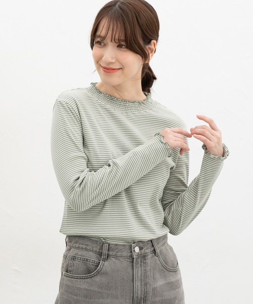 Honeys(ハニーズ)の「シャーリングハイネックT(Tシャツ/カットソー・レディース・ブラック/アイボリー系/アイボリー/ブラウン系その他/グリーン系その他・L/M/S/LL)」の20枚目の写真