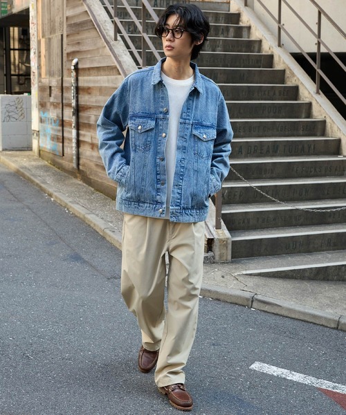 Analog ダウンジャケット Mサイズ デニム forksy.】オーバーサイズ2Wayシルエットデニムジャケット（デニム