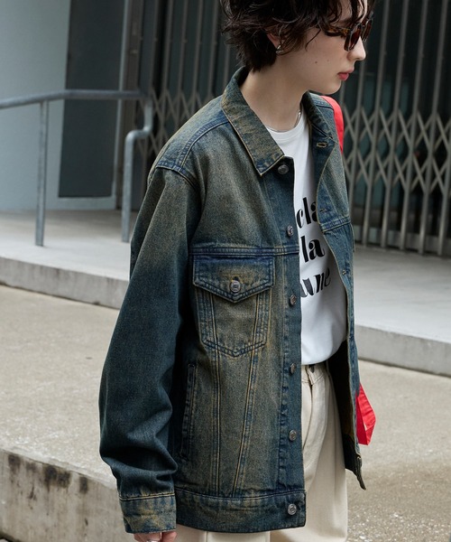 リブドロワ モン デニムジャケット ヴィンテージライク オーバーサイズ セール】ヴィンテージライク オーバーサイズデニムジャケット（デニム