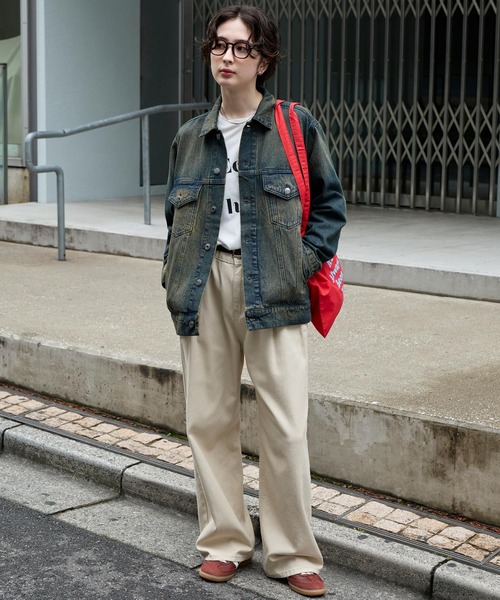 セール】ヴィンテージライク オーバーサイズデニムジャケット