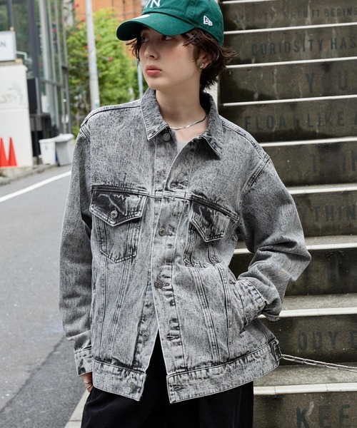 MONO-MART（モノマート）の「ヴィンテージライク オーバーサイズデニムジャケット（デニムジャケット・メンズ・ブルー/グレー/インディゴブルー/ブラック・L/M/S）」の19枚目の写真