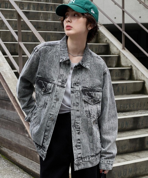 MONO-MART（モノマート）の「ヴィンテージライク オーバーサイズデニムジャケット（デニムジャケット・メンズ・ブルー/グレー/インディゴブルー/ブラック・L/M/S）」の21枚目の写真