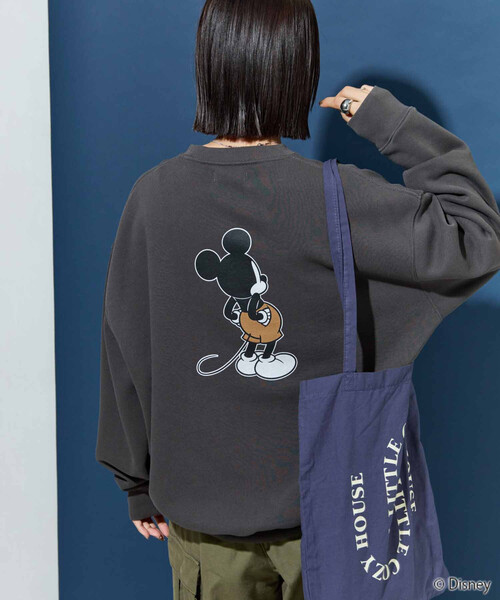 新品 未開封 エルーラ 別注 Mickey プリントスウェット チャコール