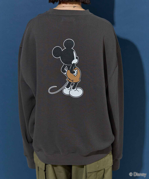 FRAMe WORK / ダメージ加工ミッキースウェット / SIZE:FREE ミッキー/フロッキープリントスウェット | ラビアンジェ-⼤きいサイズ