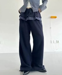 【WEB限定】フリルレイヤードスウェットパンツ［韓国ファッション カジュアル ガーリー］