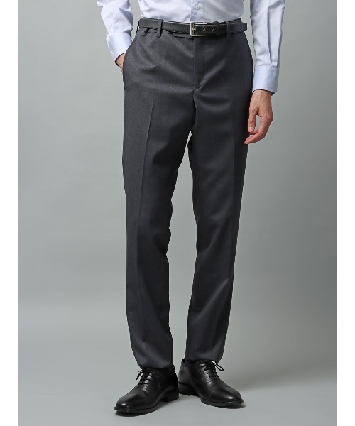 SUIT SQUARE（スーツスクエア）の「テーパードパンツ SUPER100'sウール クリアカットツイル 無地（スラックス・メンズ・グレー系2/ブラウン系/グレー系1・M/S/3L/LL/L）」の2枚目の写真