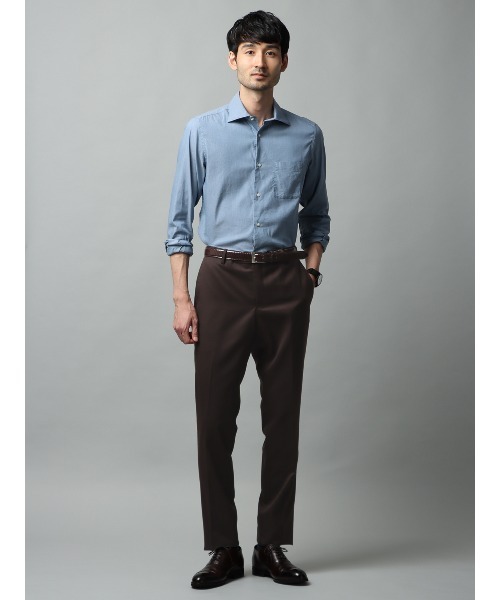 SUIT SQUARE（スーツスクエア）の「テーパードパンツ SUPER100'sウール クリアカットツイル 無地（スラックス・メンズ・グレー系2/ブラウン系/グレー系1・M/S/3L/LL/L）」の20枚目の写真