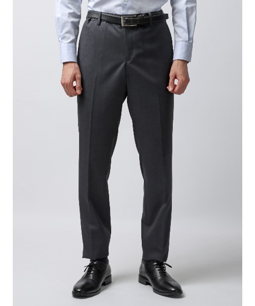 SUIT SQUARE（スーツスクエア）の「テーパードパンツ SUPER100'sウール クリアカットツイル 無地（スラックス・メンズ・グレー系2/ブラウン系/グレー系1・M/S/3L/LL/L）」の4枚目の写真