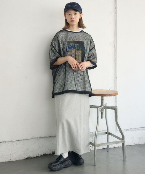 RETRO GIRL(レトロガール)の「フリンジメッシュPO(Tシャツ/カットソー・レディース・チャコールグレー/ブラック・FREE)」の15枚目の写真