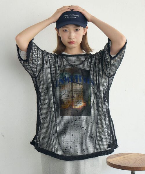 RETRO GIRL(レトロガール)の「フリンジメッシュPO(Tシャツ/カットソー・レディース・チャコールグレー/ブラック・FREE)」の19枚目の写真