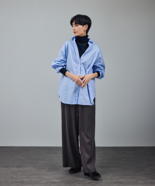 SALON adam et rope'(サロン アダム エ ロペ)の「【WEB限定】フィブリルキュプラリラクシーワイドパンツ(その他パンツ・レディース・チャコールグレー/ブラック/ブラウン・S/M)」の8枚目の写真