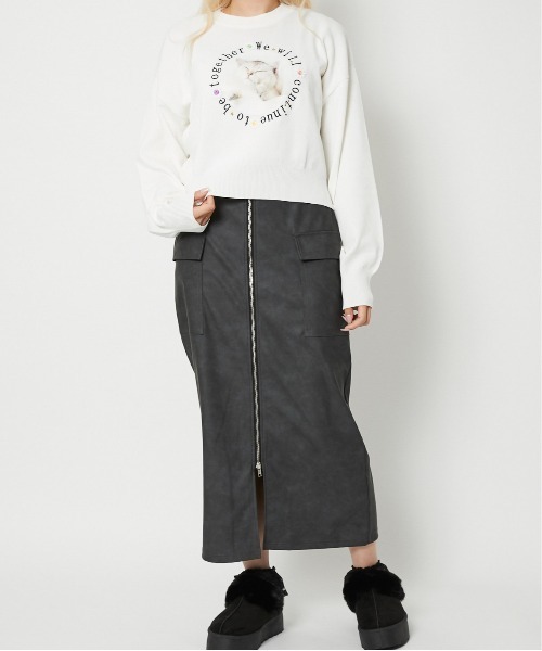 GORGE(ゴージ)の「《ネコプリント×ドライタッチ》レディース ニットプルオーバー 長袖 セーター 春秋冬(ニット/セーター・レディース・ネイビー/ブラウン/アイボリー・F)」の4枚目の写真