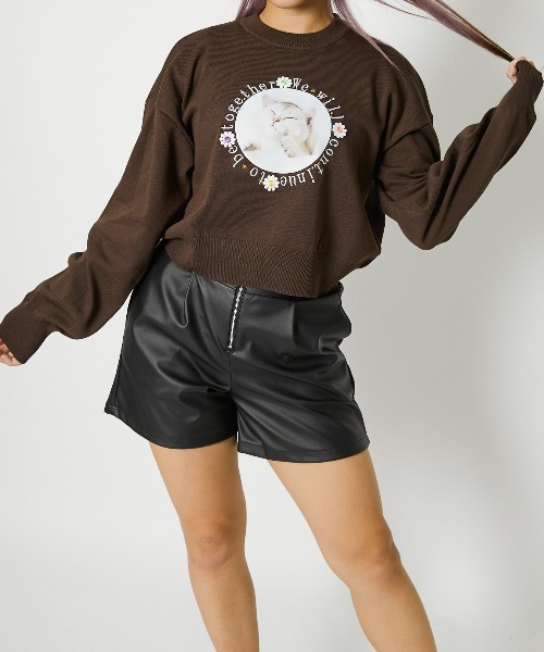 GORGE(ゴージ)の「《ネコプリント×ドライタッチ》レディース ニットプルオーバー 長袖 セーター 春秋冬(ニット/セーター・レディース・ネイビー/ブラウン/アイボリー・F)」の9枚目の写真