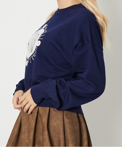 GORGE(ゴージ)の「《ネコプリント×ドライタッチ》レディース ニットプルオーバー 長袖 セーター 春秋冬(ニット/セーター・レディース・ネイビー/ブラウン/アイボリー・F)」の11枚目の写真