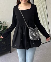 prose verse | スクエアネックパールペプラムレイヤードロンT(Tシャツ/カットソー)