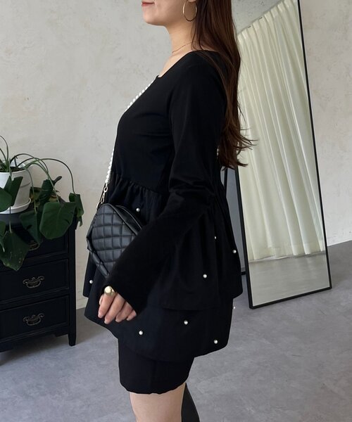 prose verse（プロズヴェール）の「スクエアネックパールペプラムレイヤードロンT（Tシャツ/カットソー・レディース・ブラック系その他/ホワイト系その他/ブラック系その他2/ホワイト系その他2・LARGE/MEDIUM）」の8枚目の写真