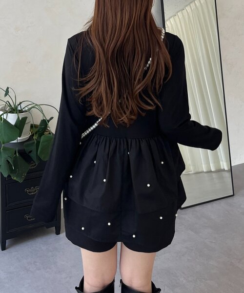 prose verse（プロズヴェール）の「スクエアネックパールペプラムレイヤードロンT（Tシャツ/カットソー・レディース・ブラック系その他/ホワイト系その他/ブラック系その他2/ホワイト系その他2・LARGE/MEDIUM）」の9枚目の写真