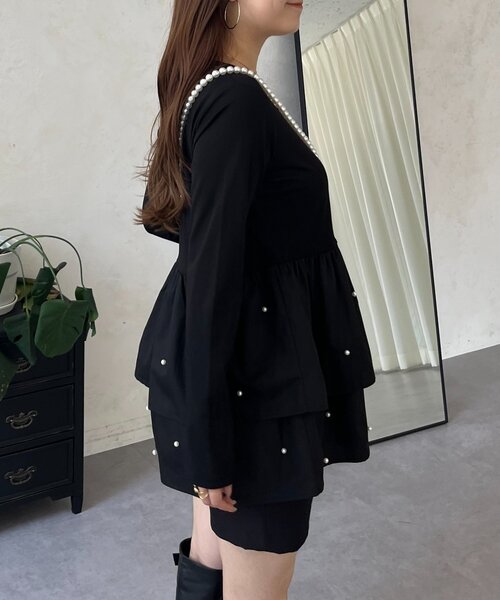 prose verse（プロズヴェール）の「スクエアネックパールペプラムレイヤードロンT（Tシャツ/カットソー・レディース・ブラック系その他/ホワイト系その他/ブラック系その他2/ホワイト系その他2・LARGE/MEDIUM）」の10枚目の写真