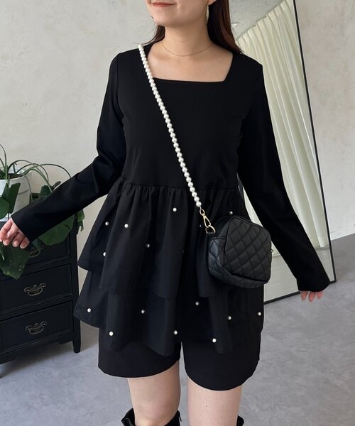 prose verse（プロズヴェール）の「スクエアネックパールペプラムレイヤードロンT（Tシャツ/カットソー・レディース・ブラック系その他/ホワイト系その他/ブラック系その他2/ホワイト系その他2・LARGE/MEDIUM）」の11枚目の写真