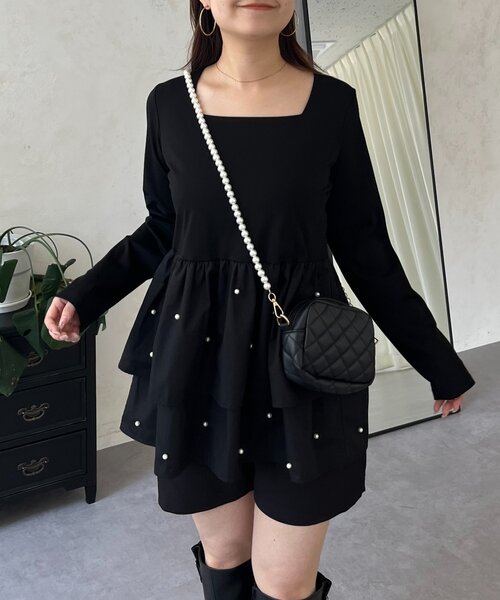 prose verse（プロズヴェール）の「スクエアネックパールペプラムレイヤードロンT（Tシャツ/カットソー・レディース・ブラック系その他/ホワイト系その他/ブラック系その他2/ホワイト系その他2・LARGE/MEDIUM）」の12枚目の写真