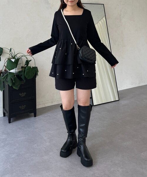 prose verse（プロズヴェール）の「スクエアネックパールペプラムレイヤードロンT（Tシャツ/カットソー・レディース・ブラック系その他/ホワイト系その他/ブラック系その他2/ホワイト系その他2・LARGE/MEDIUM）」の21枚目の写真