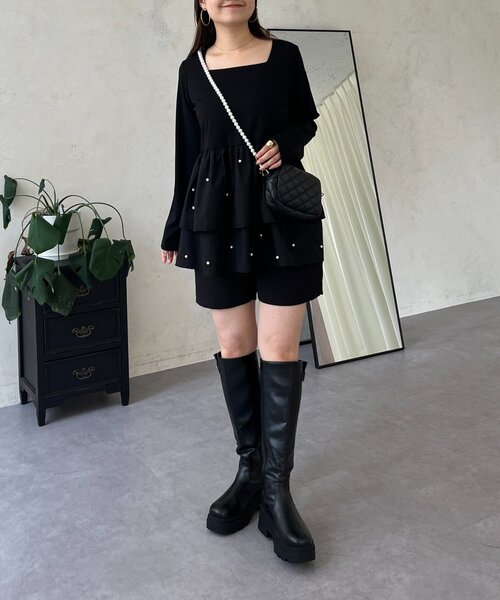 prose verse（プロズヴェール）の「スクエアネックパールペプラムレイヤードロンT（Tシャツ/カットソー・レディース・ブラック系その他/ホワイト系その他/ブラック系その他2/ホワイト系その他2・LARGE/MEDIUM）」の22枚目の写真