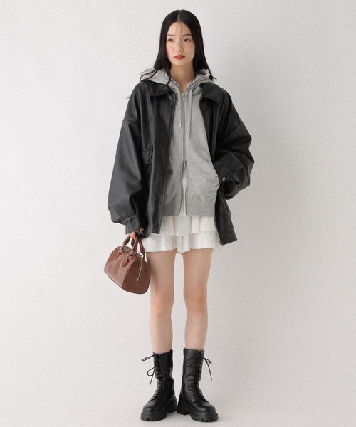 Heather(ヘザー)の「フリルZIPフーディ 599207(パーカー・レディース・ネイビー/オートミール/グレー・FREE)」の20枚目の写真