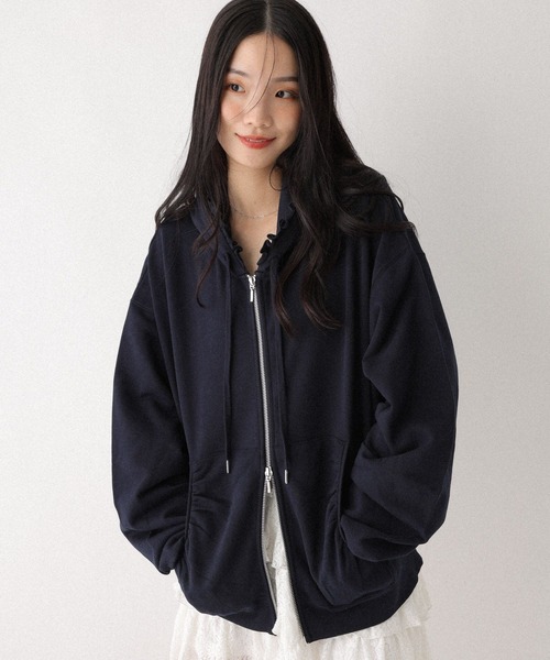 Heather(ヘザー)の「フリルZIPフーディ 599207(パーカー・レディース・ネイビー/オートミール/グレー・FREE)」の22枚目の写真