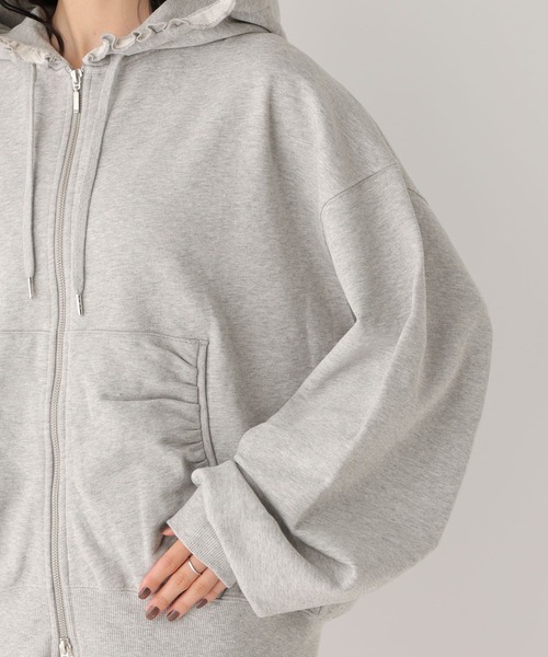 Heather(ヘザー)の「フリルZIPフーディ 599207(パーカー・レディース・ネイビー/オートミール/グレー・FREE)」の9枚目の写真
