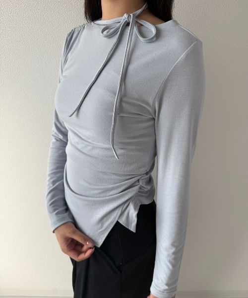 Geeong(ジーオン)の「【ZOZO限定】サイドシャーリング カットソー(Tシャツ/カットソー・レディース・アイボリー/ライトブルー/ブラック・FREE)」の15枚目の写真