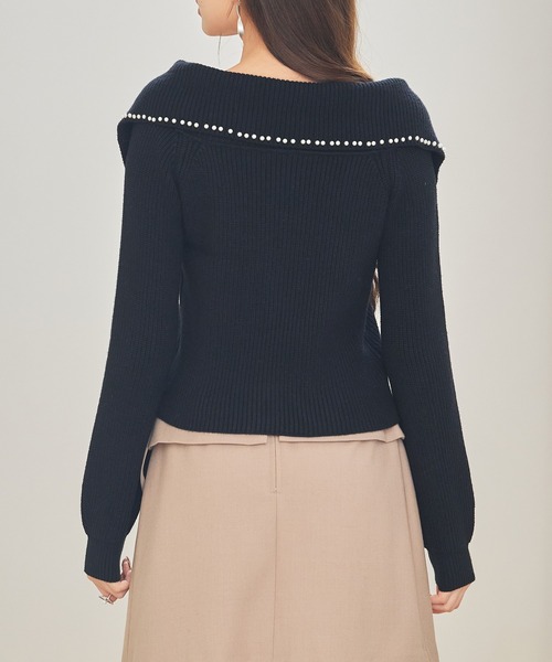 SAISON DE PAPILLON（セゾンドパピヨン）の「パール付きダブルジップニットカーディガン（カーディガン/ボレロ・レディース・アイボリー/ブラック/ベージュ・L/M）」の12枚目の写真