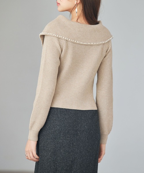 SAISON DE PAPILLON（セゾンドパピヨン）の「パール付きダブルジップニットカーディガン（カーディガン/ボレロ・レディース・アイボリー/ブラック/ベージュ・L/M）」の19枚目の写真