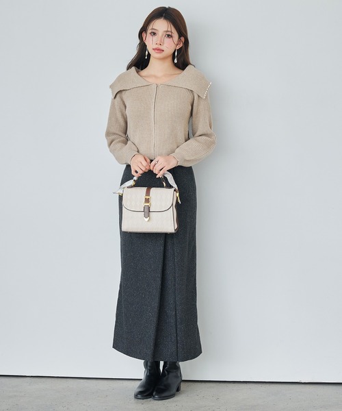 SAISON DE PAPILLON（セゾンドパピヨン）の「パール付きダブルジップニットカーディガン（カーディガン/ボレロ・レディース・アイボリー/ブラック/ベージュ・L/M）」の20枚目の写真