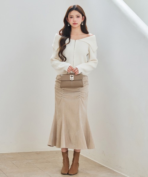 SAISON DE PAPILLON（セゾンドパピヨン）の「パール付きダブルジップニットカーディガン（カーディガン/ボレロ・レディース・アイボリー/ブラック/ベージュ・L/M）」の7枚目の写真