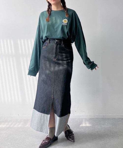 AS KNOW AS plus(アズノゥアズプラス)の「ロールアップデニムロングスカート(デニムスカート・レディース・ブラック/インディゴブルー・マルチサイズ)」の14枚目の写真