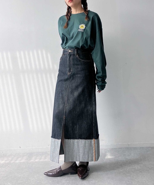 AS KNOW AS plus(アズノゥアズプラス)の「ロールアップデニムロングスカート(デニムスカート・レディース・ブラック/インディゴブルー・マルチサイズ)」の15枚目の写真