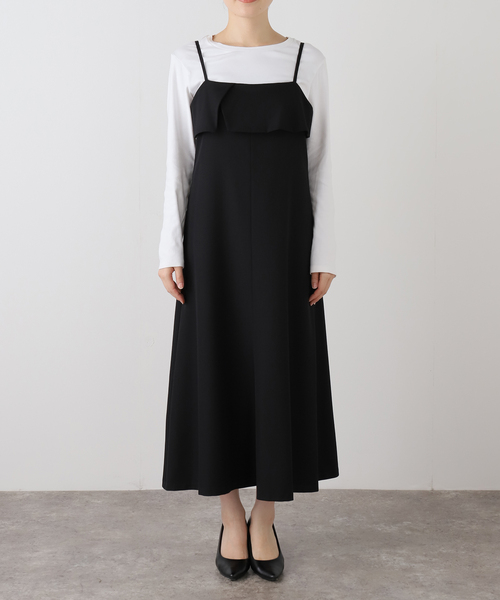 La TOTALITE(ラトータリテ)の「【洗える】ラッフルキャミワンピース(ワンピース・レディース・ブラウン/ブラック・38/36)」の3枚目の写真