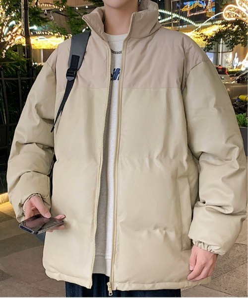 link lot(リンクロット)の「切り替えスタンドネック中綿PUジャケット(ダウンジャケット/コート・メンズ・ベージュ/ホワイト/ブラック・M/L)」の15枚目の写真
