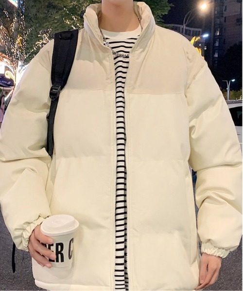 link lot(リンクロット)の「切り替えスタンドネック中綿PUジャケット(ダウンジャケット/コート・メンズ・ベージュ/ホワイト/ブラック・M/L)」の6枚目の写真