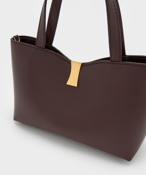 チャールズ&amp;キースメタリックアクセントトートバッグ Black） CHARLES ＆ KEITH（チャールズ&キース） トートバッグ Lilibet