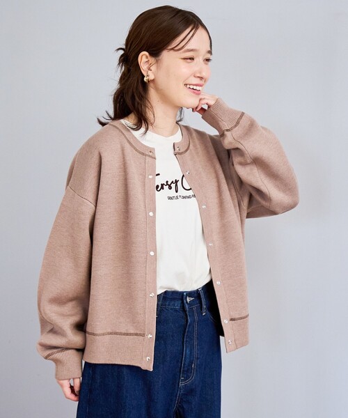 セール】スウェットライク2wayニットカーディガン（カーディガン