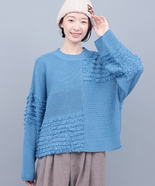 チチカカ（チチカカ）の「ループフリンジニットプルオーバー（ニット/セーター・レディース・グリーン/ライトブルー/チャコールグレー・FREE）」の3枚目の写真