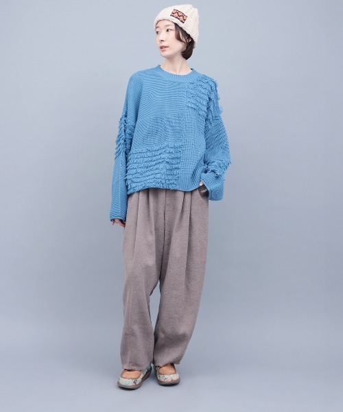 チチカカ（チチカカ）の「ループフリンジニットプルオーバー（ニット/セーター・レディース・グリーン/ライトブルー/チャコールグレー・FREE）」の6枚目の写真