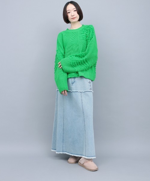 チチカカ（チチカカ）の「ループフリンジニットプルオーバー（ニット/セーター・レディース・グリーン/ライトブルー/チャコールグレー・FREE）」の5枚目の写真