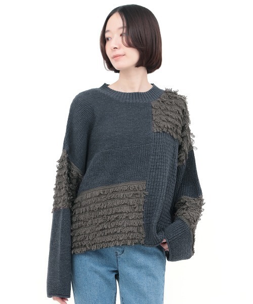 チチカカ（チチカカ）の「ループフリンジニットプルオーバー（ニット/セーター・レディース・グリーン/ライトブルー/チャコールグレー・FREE）」の7枚目の写真