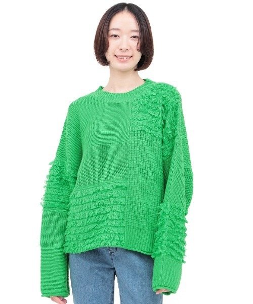 チチカカ（チチカカ）の「ループフリンジニットプルオーバー（ニット/セーター・レディース・グリーン/ライトブルー/チャコールグレー・FREE）」の8枚目の写真