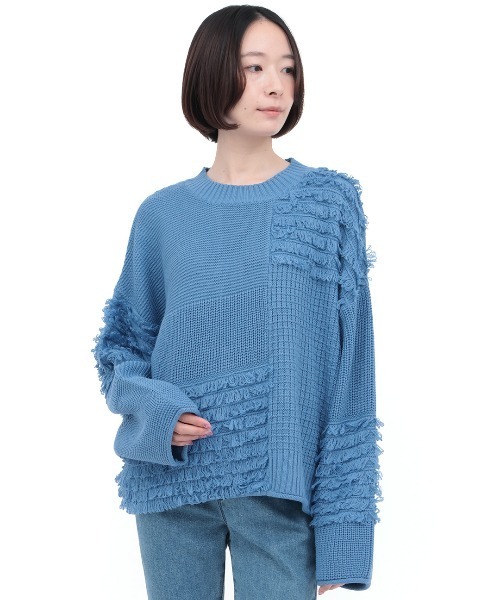 チチカカ（チチカカ）の「ループフリンジニットプルオーバー（ニット/セーター・レディース・グリーン/ライトブルー/チャコールグレー・FREE）」の9枚目の写真